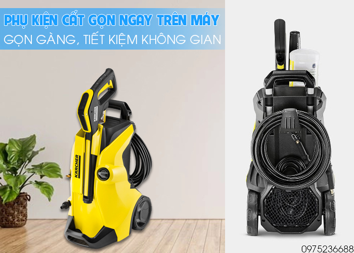 Karcher K4 Power Control có phụ kiện cất gọn trên máy