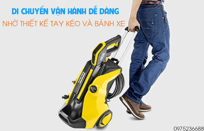 Karcher K5 Full Control EU di chuyển dễ dàng nhờ tay kéo và bánh xe