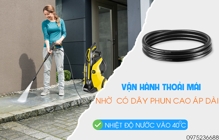 Karcher K5 Full Control EU vận hành thoải mái nhờ dây phun dài