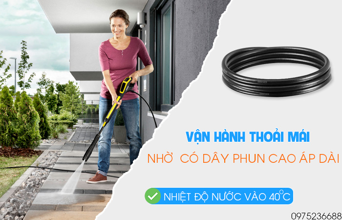 Karcher K5 Power Control EU vận hành thoải mái nhờ dây phun dài 10 mét