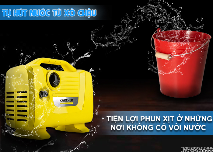 Karcher K2 Power VPS có khả năng tự hút nước từ xô chậu